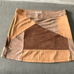 Stylish Tan and Brown Patchwork Skirt